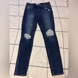 Classic Dark Blue Distressed Skinny Jeans